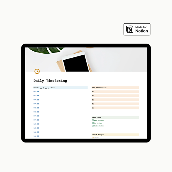 Notion Daily Timebox