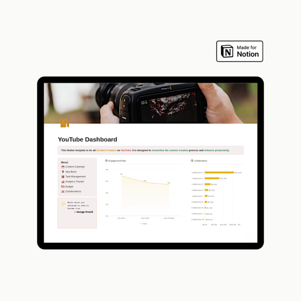 Notion YouTube Dashboard